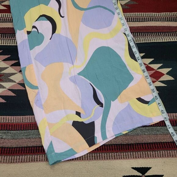 NWT Eloquii Printed Wide Leg Palazzo High Rise Pants Plus Sz 16 Pastel Pull On - Picture 9 of 11